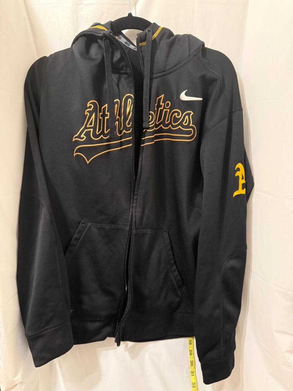 Nike Oakland Athletics MLB Therma Fit Full Zip Black Hoodie Sweatshirt Large